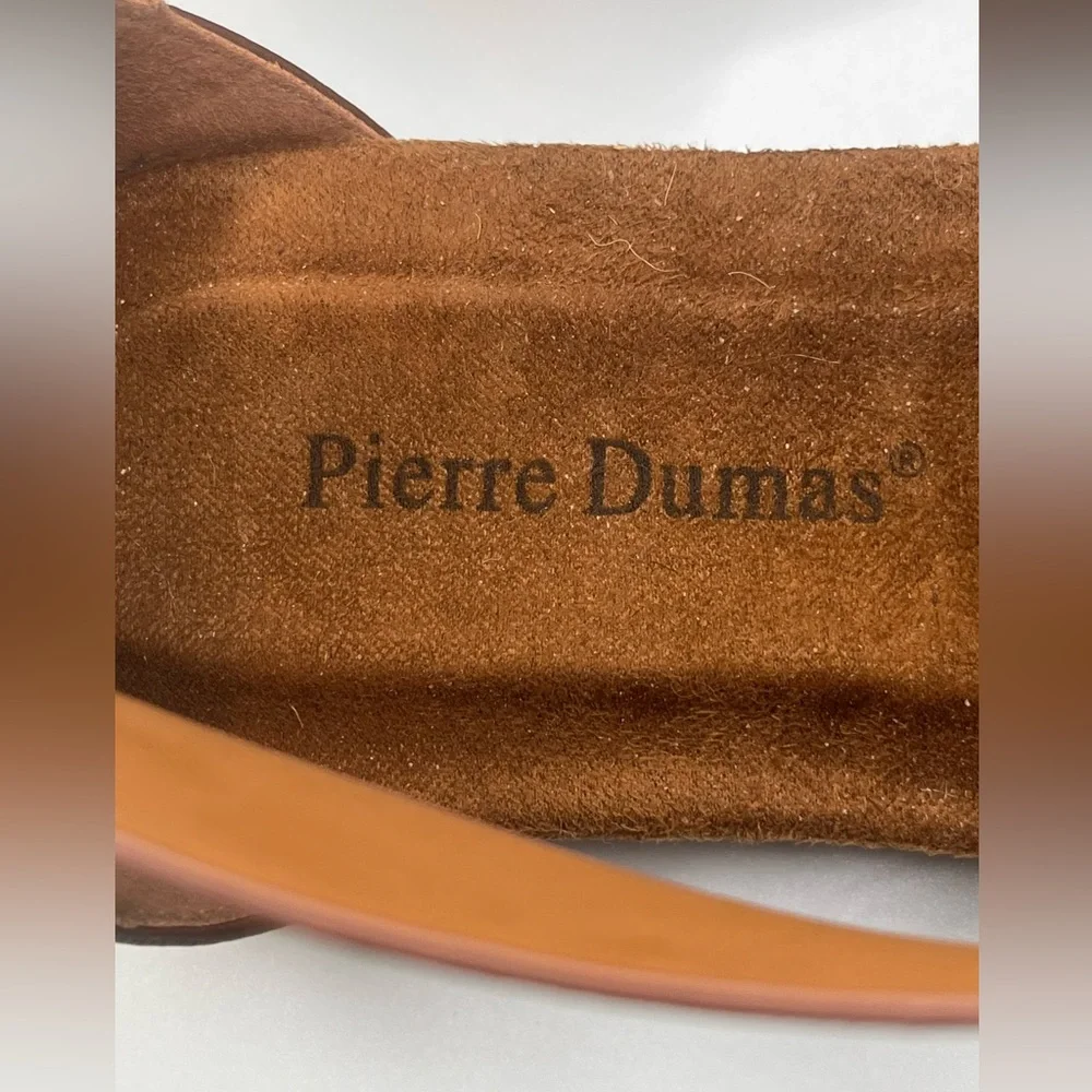 Pierre Dumas Women's Kori Faux Leather Dark Brown Flat Sandals Size 9 - Picture 3 of 14